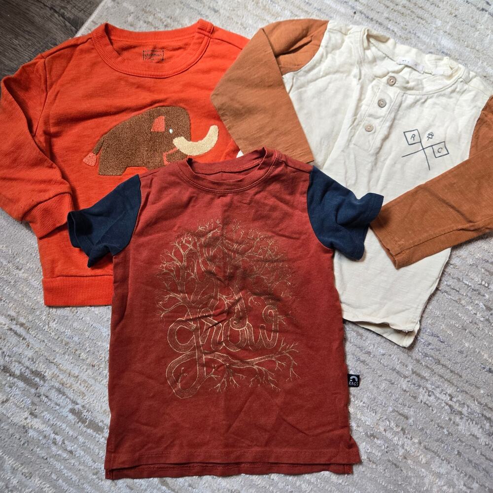 Rylee and Cru Rags Christian Robinson T-Shirt‎ Bundle Sweatshirt Tan Boys 2T